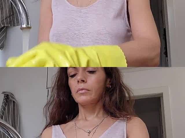 Lascivious wife gets drilled in the kitchen during the time that doing the dishes