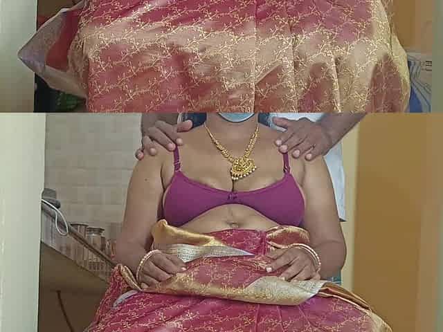 Pink Colour Saree Housewife