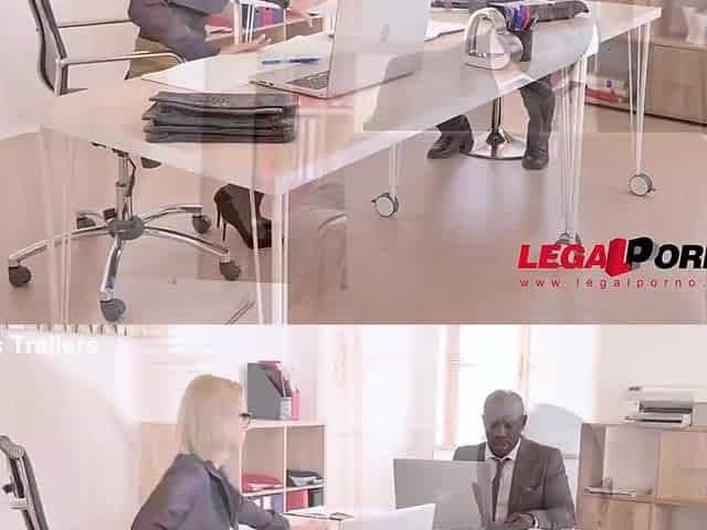 Small secretary Veronica Leal goes for his large ebony penis in the office GP745
