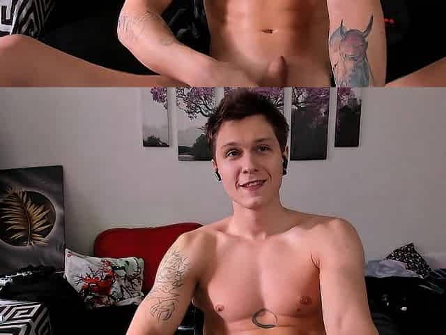 Hawt Hunk Masturbation. Built stud with large knob great jerk-off. Feet on table, hands on rod