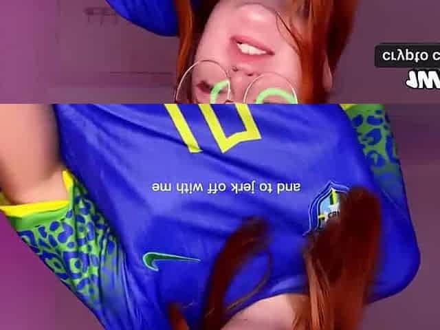 Naughty redhead with yam-sized booty playing with her tight pussy