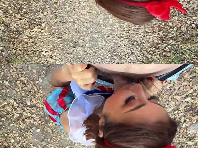 Oriental Doxy Cosplaying Princess Banged in Woods by Random Dude