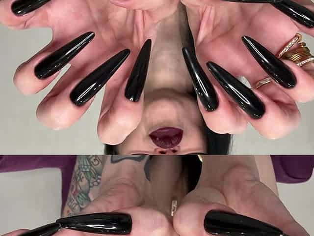 Black Long Nails, Sharp Claws, Long Fingers and Hands Worship
