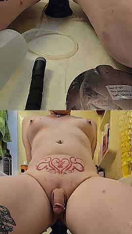 having some enjoyment with my doggy sextoy with a cum syringe