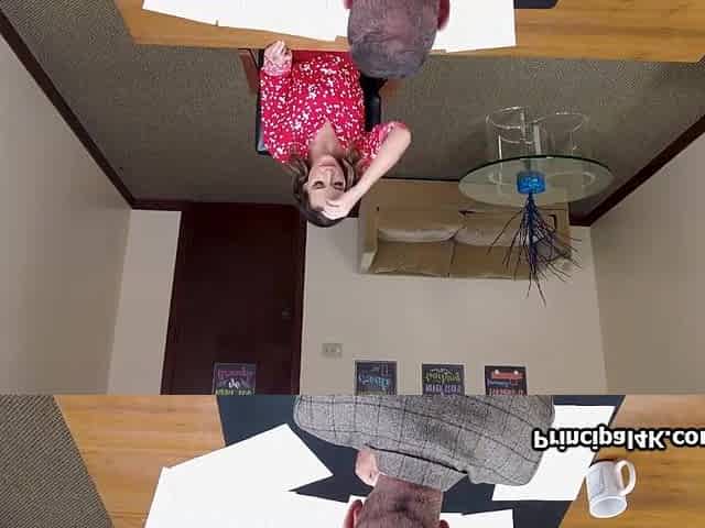 Big tit MILF calls home while riding the head teacher