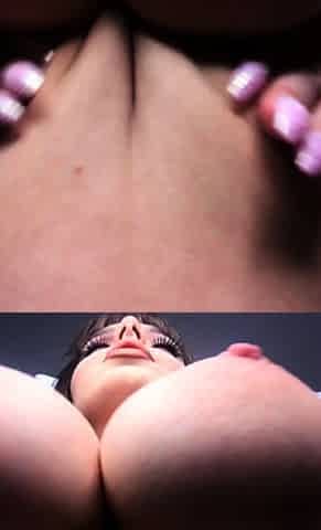 Busty curly brunette with big boobs fucks on couch