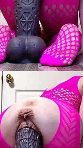 Slutty Mommy's Wildolo Dildo Destruction: Pink Fishnets, Greedy MILF Hole Stretched Wide Multi Angle