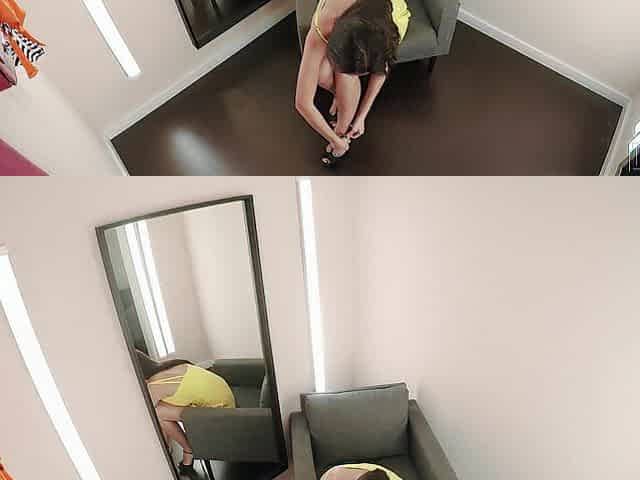 FITTING-ROOM Paula Shy caught in a lingerie store fucking her gaped pussy