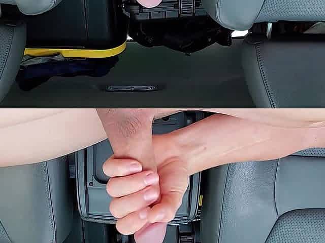 On the road and can't pulling out my large knob for joy. Jerking off my wang in my truck outside.