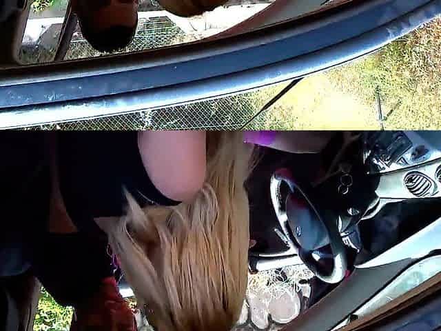 lewd screw with golden-haired honey in free nature
