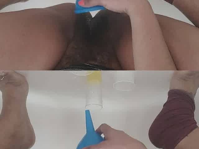 Pissing in discharged glasses