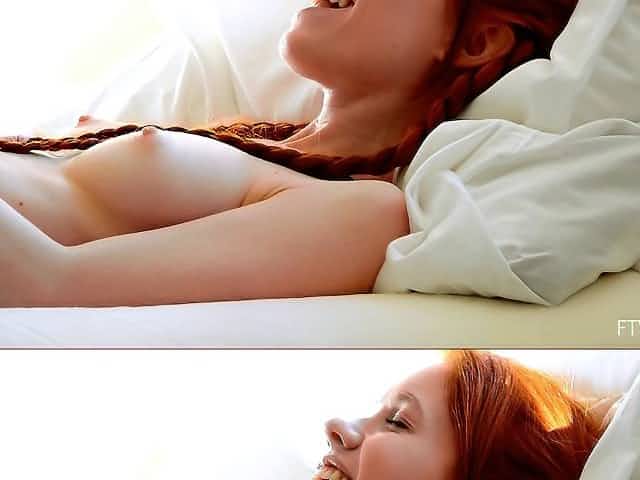 Salacious babe lays on her back and moans while toying close up