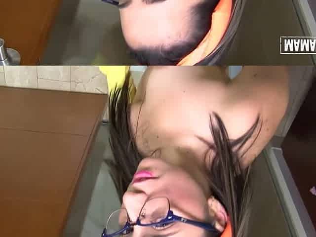 Riding His Shlong Cowgirl on the Tile Floor Untill Her Large Boobs Bounce Loose