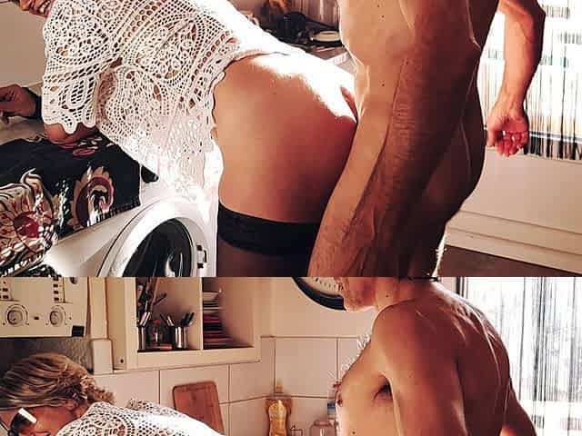 French Mature Housewife in Her Kitchen Horny Ready to Be Ridden From Behind - Hard Doggystyle Standing Fuck - Full Video
