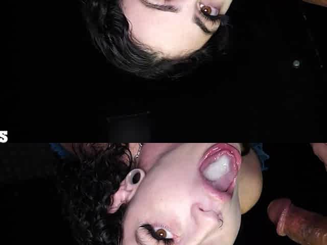 Lydia Black, the canadian brunette, got her mouth filled with cum.