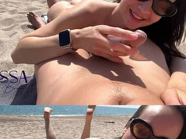 Fans Peeping Me Giving a Blowjob on a Public Nudist Beach