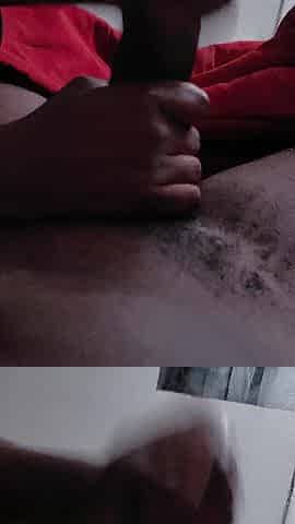 Ebony step sis gives step bro edging tugjob with oily feet out