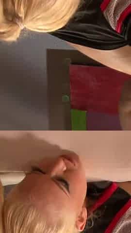 Blonde bombshell gets fucked from behind