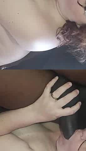 I Kneel and Suck My Lover's Cock in Front of My Cuckold Until I Swallow It All