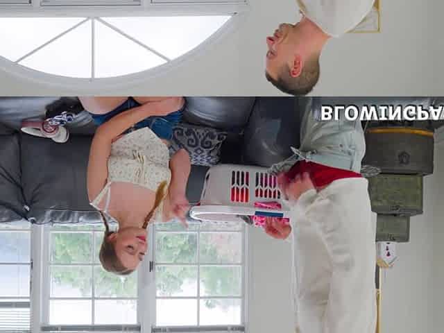 Teen giving her stepdad blowjob for him to do her laundry