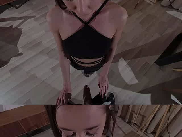 Cute amateur brunette gives pov blowjob and fuck