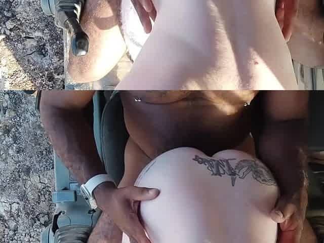 This babe took a double-team load right up the booty, leaving it totally gaping.