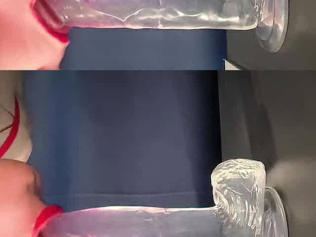 Learning how to do a wet and slobbery blow job on a vibrator with red lipstick