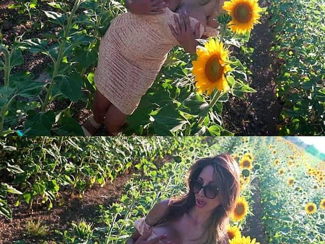 Hot babe with big boobs playing with her lactating boobs