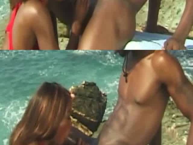 Black Beach Patrol Enjoys Big Penis At The Rocks - Outdoor Sex