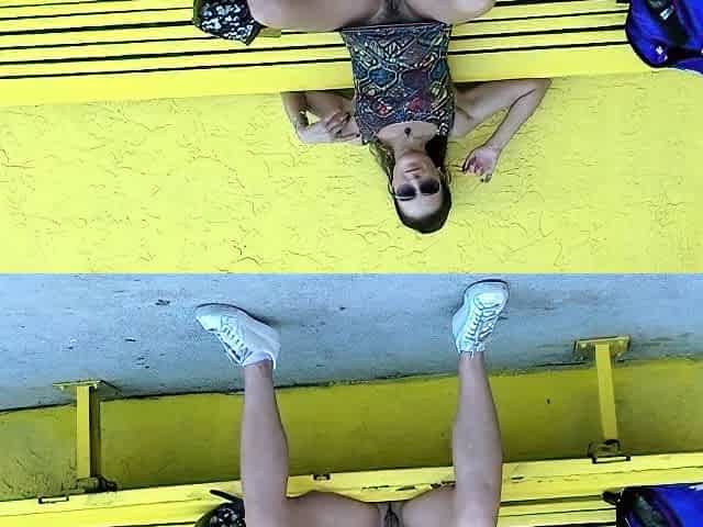 Blonde and her outdoor solo masturbation