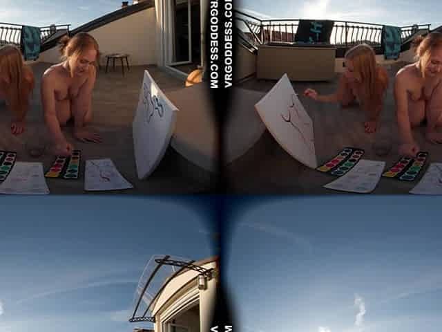 Kristina And Mira Painting Nude On Balcony During Vacation In Italy