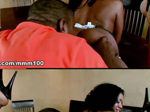 Sydnee Capri's Big Black Round Butt Takes on Two Big Black Cocks in a Rough FMM Threesome - MMM100