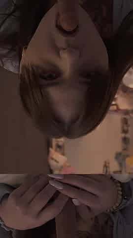 A Sloppy Blowjob Ends with a Burst of Cum in the Mouth of a Solo BBW MILF