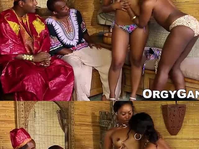 Ebony Pornstars Receive Cum In Their Mouths During Foursome