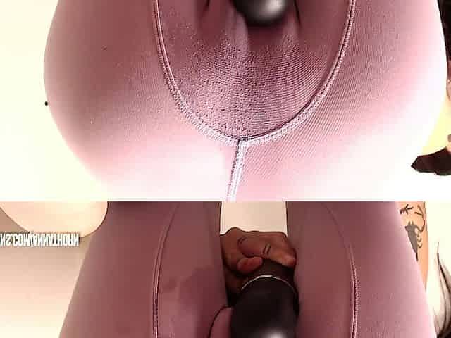 SQUIRTING AND BANGING U IN YOGA PANTIES SEX-TOY RIDING CREAMPIE