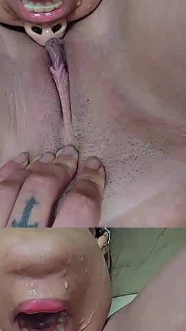 Lesbian Pee Swallow Top Girls and Sealed Mouth Pissing Super Skinny Girl