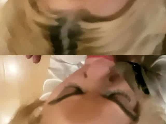 Stepmom Helps Stepson to Cum with Blowjob and Handjob