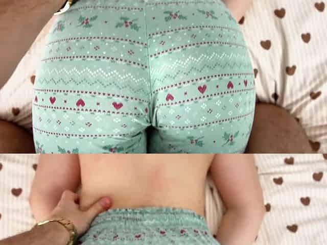Sexy big ass girl gets bent over the bed, fucked in doggystyle position and creampied