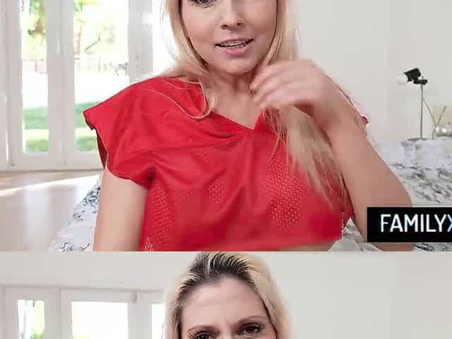 Golden-haired stepmother with large breasts keeps up her large game football traditions including sex