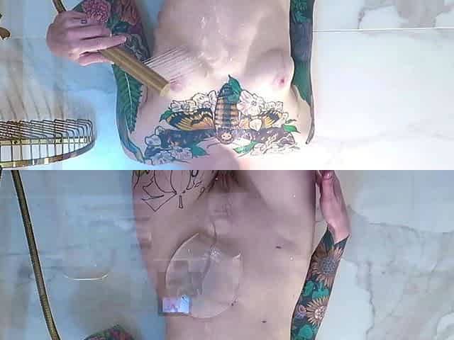 This horny amateur dirty talked teen masturbates in shower