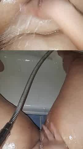 Beautiful Girl Washes in the Shower