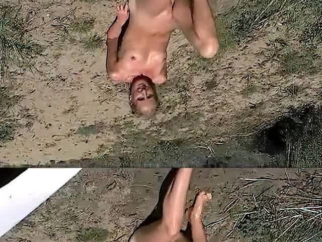 Young Milf posing shaved pussy at public place