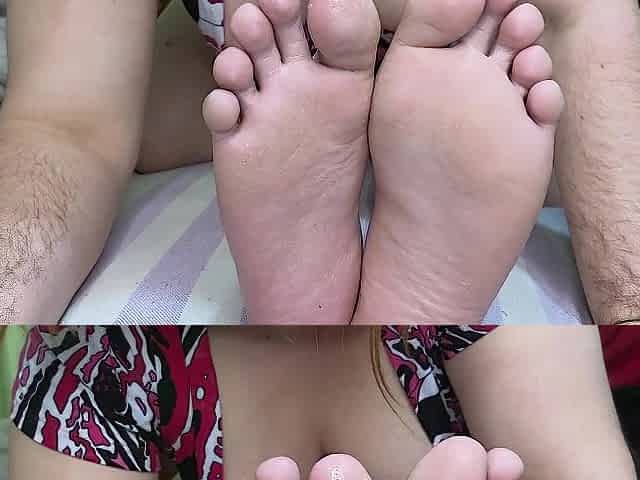 Laughable, ribald, wicked foot fetish with an vertical shlong