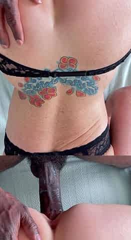 Busty redheaded milf fucking in black lingerie