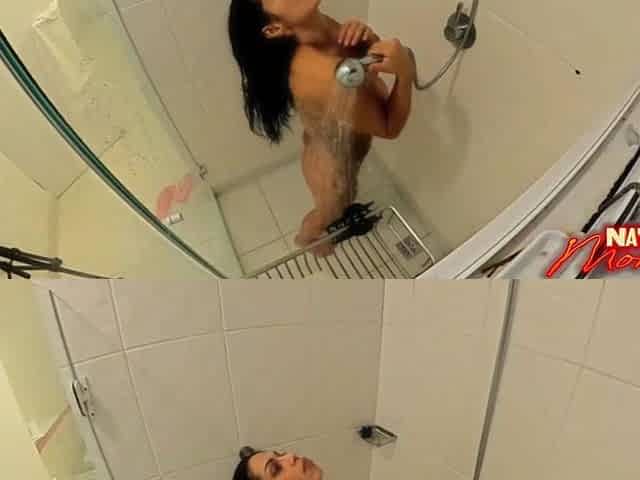 Caio on the Net Taking a Bath! Busty Brunette Riding Hard on a Thick Cock