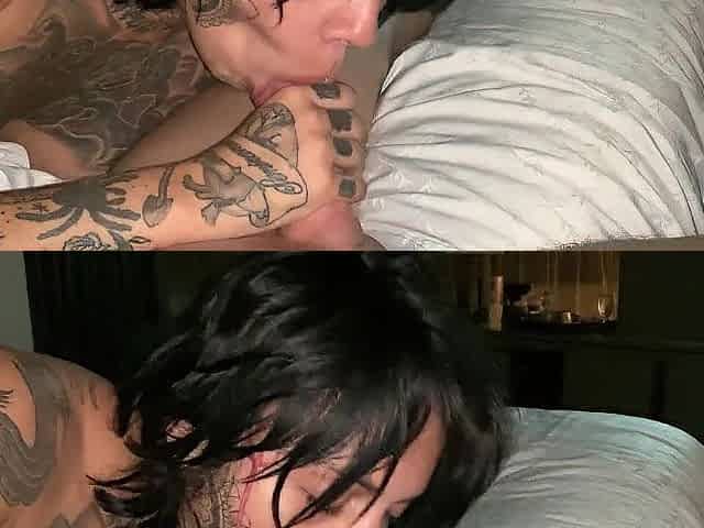 Tattoed model Genevieve Sinn is getting smashed in a hotel