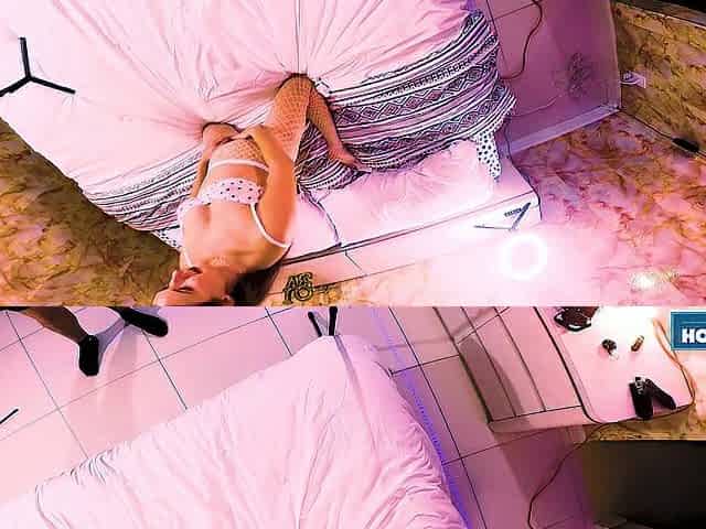 Amateur girl Violet Spice fucked in her first casting sex
