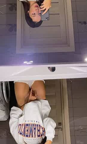 Slutty amateur teen GF jerking my dick