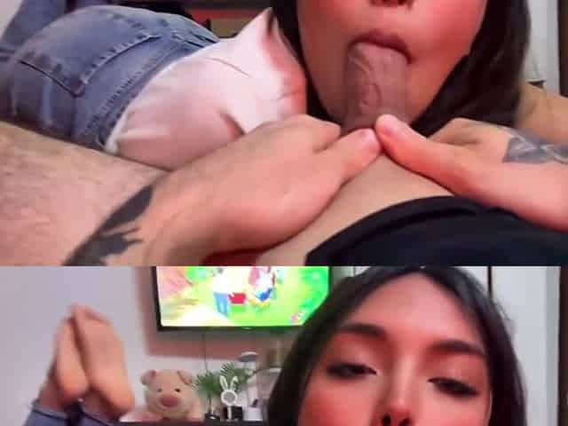 My Cute Stepdaughter Lets Me Taste Her Mouth If I Let Her Watch Cartoons (pov Blowjob, Ahegao Face, Thong Fuck)