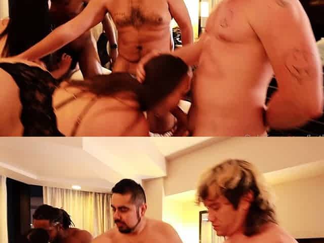 Interracial anal group sex